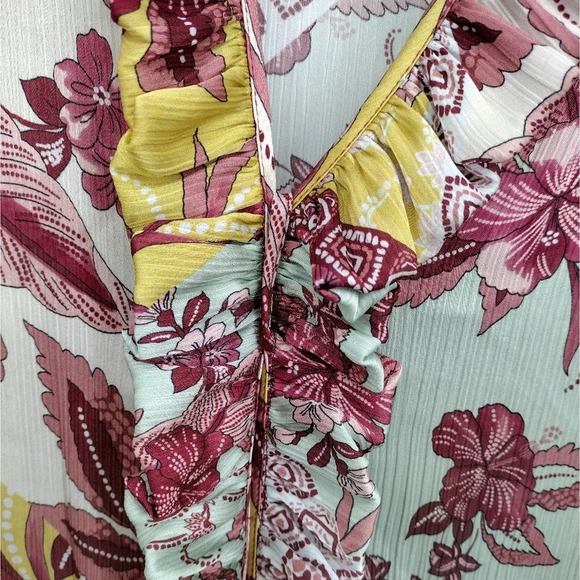 Alexis Floral Wiera Printed Ruffle Midi Dress in Berry Pink Paisley Size Large - Picture 10 of 12